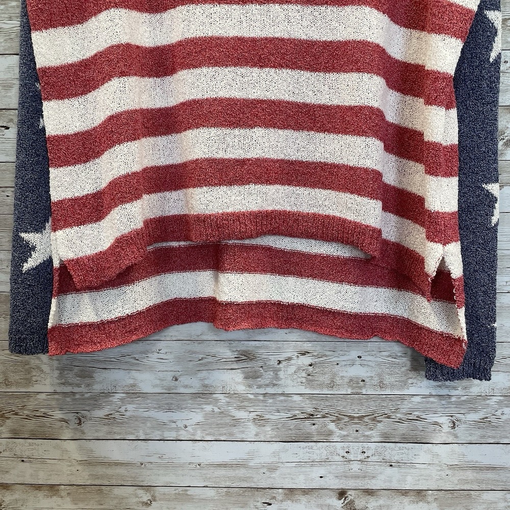 Miracle Womens S Sweater American Flag Wide Collar Long Sleeve Oversized - Picture 4 of 9